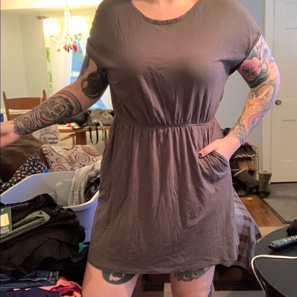 H&M Gray T-Shirt Dress With Pockets Size Large